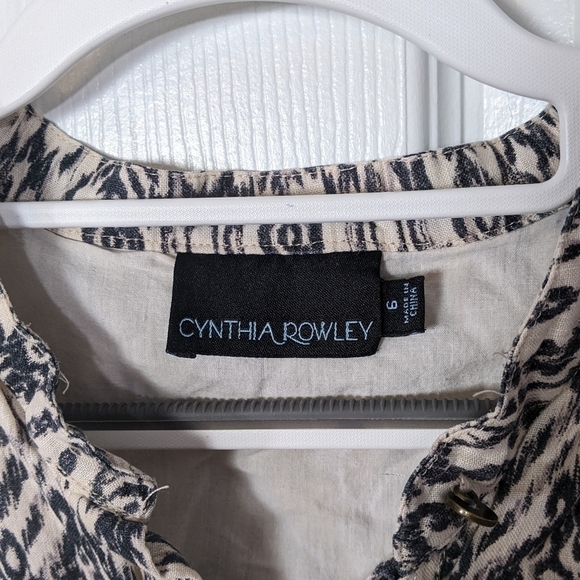 Like-New 100% Linen Cynthia Rowley Bohemian Printed Sleeveless Dress Size 6 - Picture 2 of 7